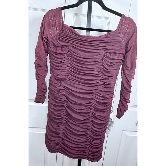 Dress the Population XXL‎ Burgundy "Dawn" Off Shoulder Long Sleeve Dress NWT - Picture 2 of 10